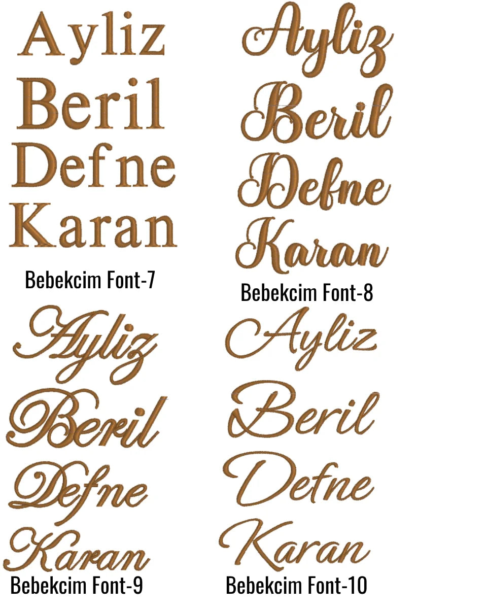 İsimli Hastane Çıkışı Seti Yazı Fontları