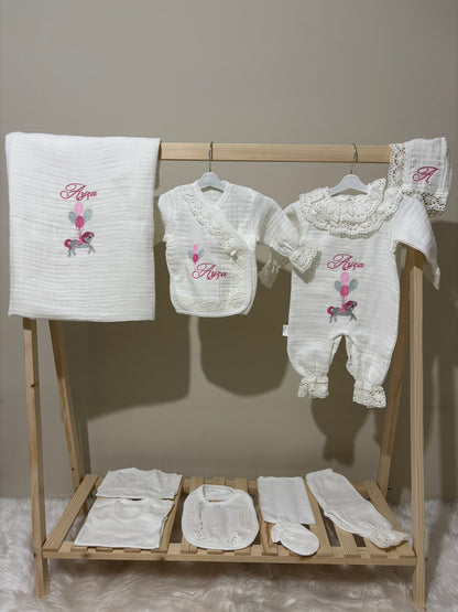Özel Seri Dantelli Yenidoğan Hastane Çıkışı Set 10'lu