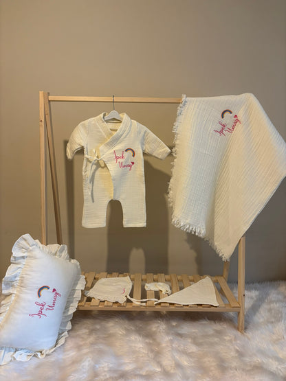 İsimli Yenidoğan Hastane Çıkışı Bebek Seti Müslin